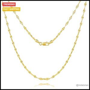 14K Gold Plated Dainty Chain Necklace Non Tarnish Princess Length